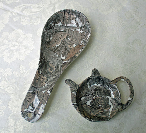 William Morris Acanthus Spoon Rest & Tea Tidy Set - Melamine