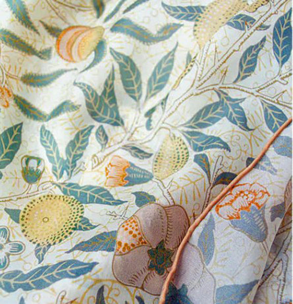 Fox & Chave William Morris Cream Fruit Silk Habotai Scarf