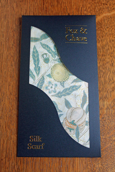 Fox & Chave William Morris Cream Fruit Silk Habotai Scarf