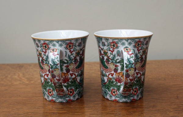 Set of 2 William Morris Strawberry Thief Fine China Mugs