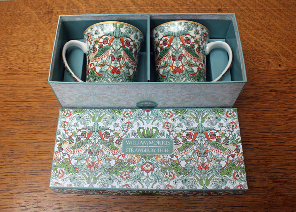 Set of 2 William Morris Strawberry Thief Fine China Mugs