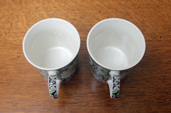 Set of 2 William Morris Pimpernel Black Fine China Mugs