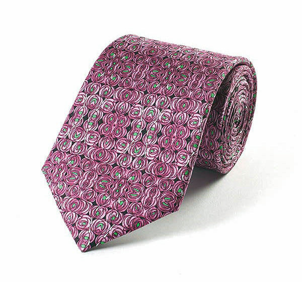 Fox & Chave Mackintosh Rose and Teardrop Silk Tie