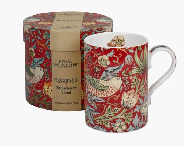 Royal Worcester William Morris Strawberry Thief Red Mug