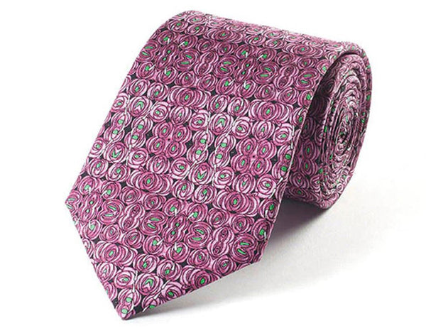 Fox & Chave Mackintosh Rose and Teardrop Silk Tie