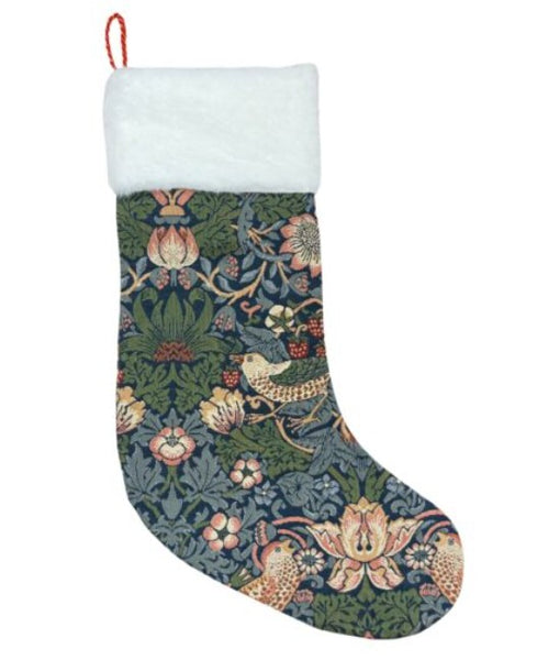 Signare Tapestry William Morris Strawberry Thief Blue Christmas Stocking