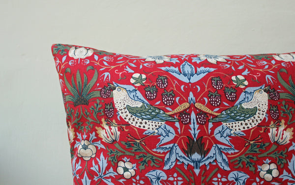 William Morris Strawberry Thief Minor Red Cushion Cover