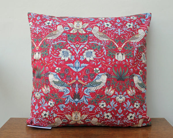 William Morris Strawberry Thief Minor Red Cushion Cover