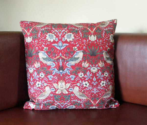 William Morris Strawberry Thief Minor Red Cushion Cover