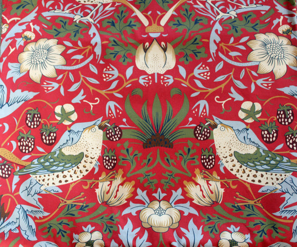 William Morris Strawberry Thief Red Cushion Cover