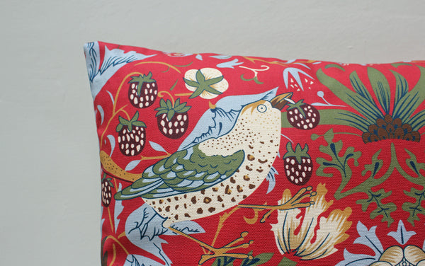 William Morris Strawberry Thief Red Cushion Cover