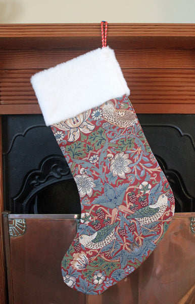 Signare Tapestry William Morris Strawberry Thief Red Christmas Stocking