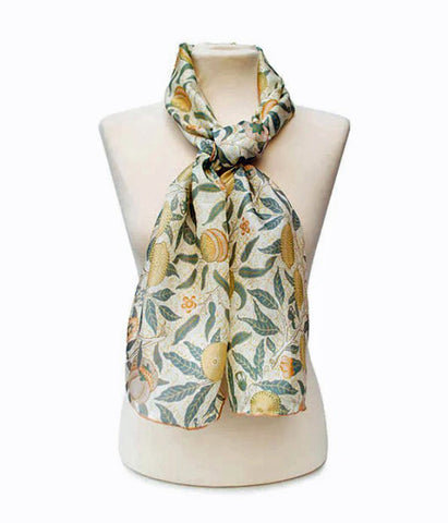 Fox & Chave William Morris Cream Fruit Silk Habotai Scarf