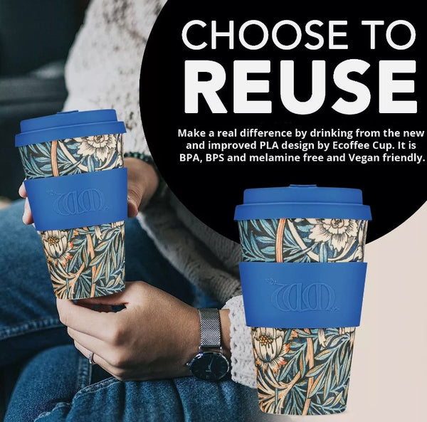 Reusable Sustainable Ecoffee Cup William Morris Lily 14oz