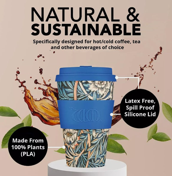 Reusable Sustainable Ecoffee Cup William Morris Lily 14oz