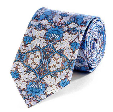 Fox and Chave William Morris St James Blue Silk Tie