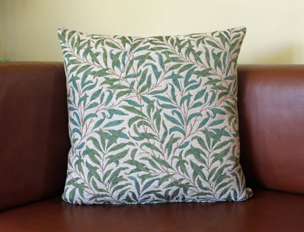 Hines of Oxford Willow Bough Green Tapestry Cushion 18"