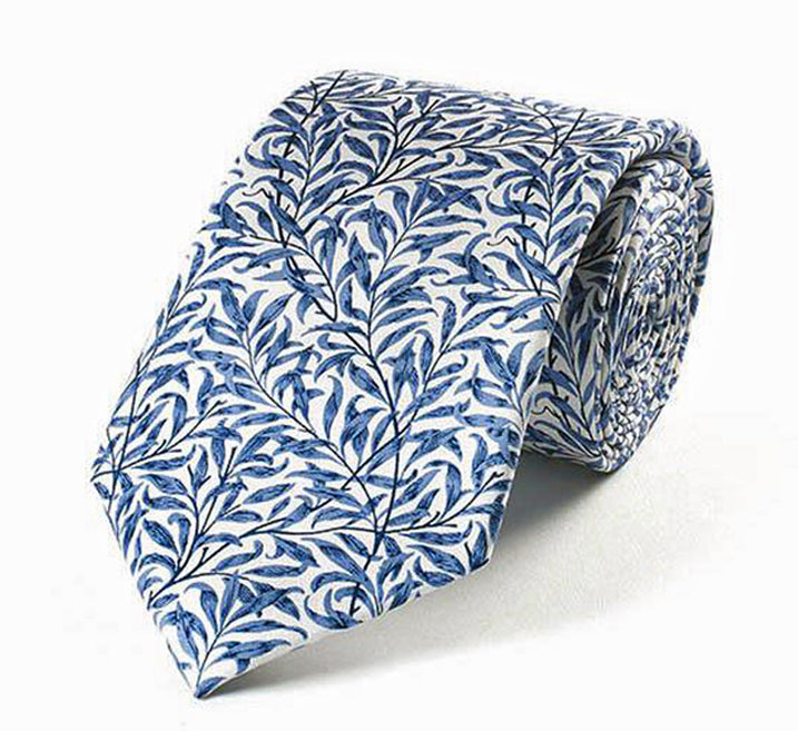 Fox & Chave William Morris Willow Bough Blue Silk Tie