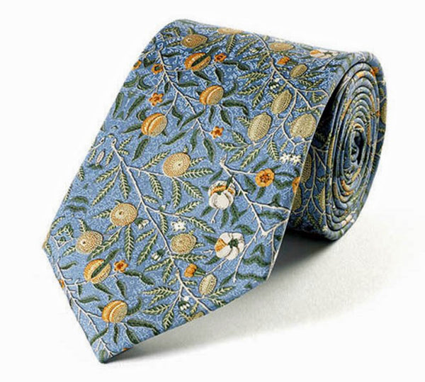 Fox and Chave William Morris Blue Fruit Silk Tie