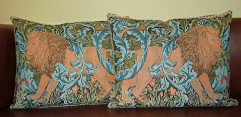 Hines of Oxford Pair of William Morris The Forest Lion Tapestry Cushion 15" x 19"